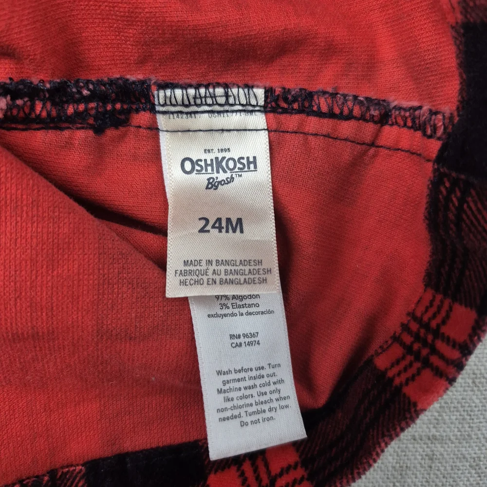 OshKosh B'gosh Red Plaid Corduroy Overall Dress Jumper 24M